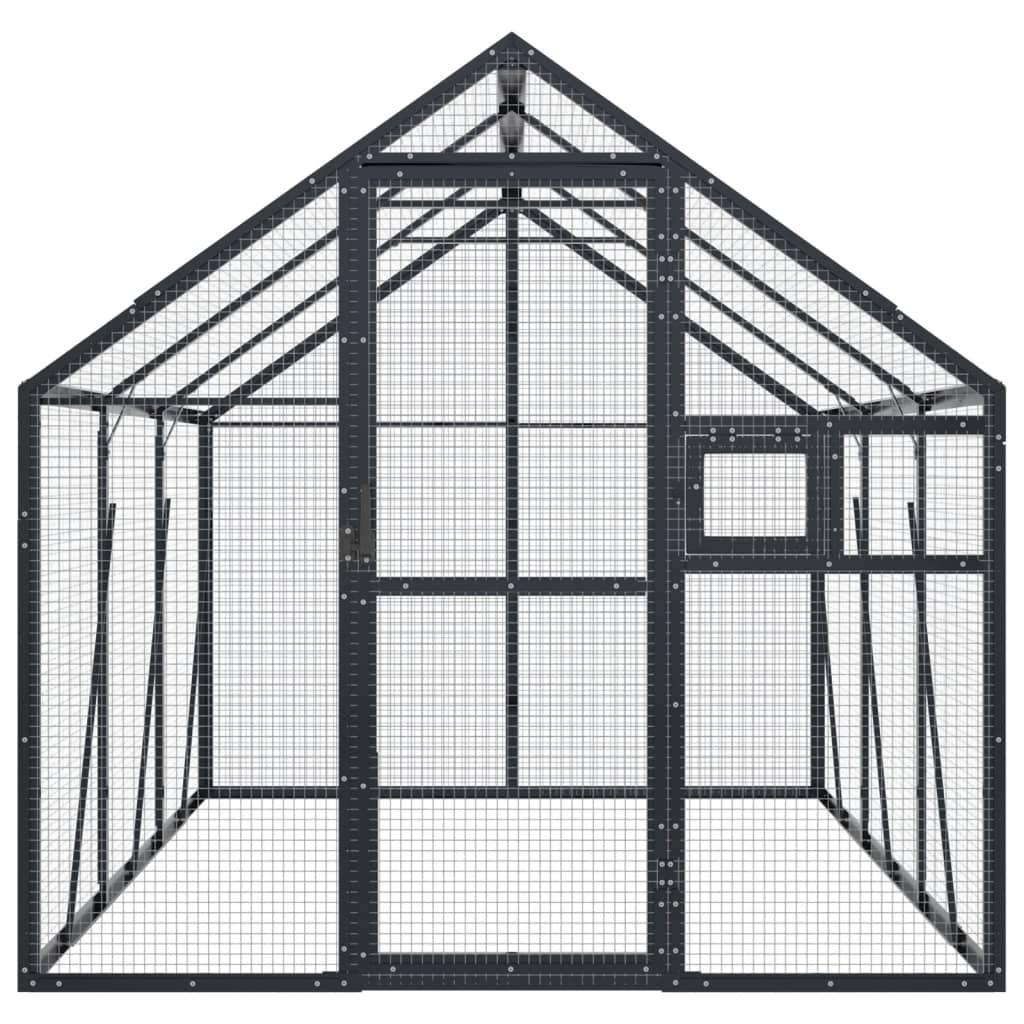 Volière 1,79x3x1,85 m aluminium antracietkleurig