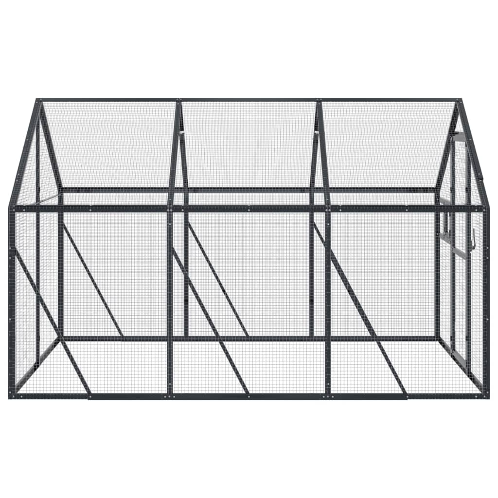 Volière 1,79x3x1,85 m aluminium antracietkleurig