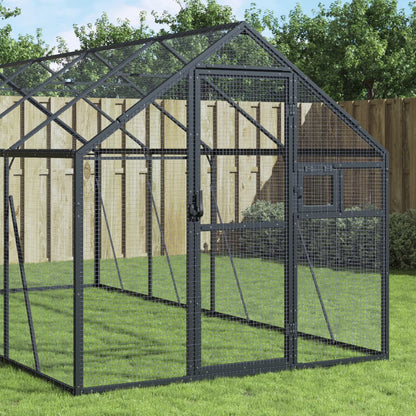 Volière 1,79x8x1,85 m aluminium antracietkleurig