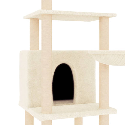 Kattenmeubel met sisal krabpalen 132 cm crèmekleurig