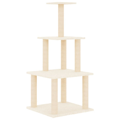 Kattenmeubel met sisal krabpalen 111 cm crèmekleurig