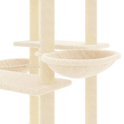 Kattenmeubel met sisal krabpalen 133 cm crèmekleurig