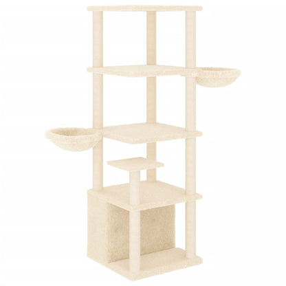Kattenmeubel met sisal krabpalen 147 cm crèmekleurig