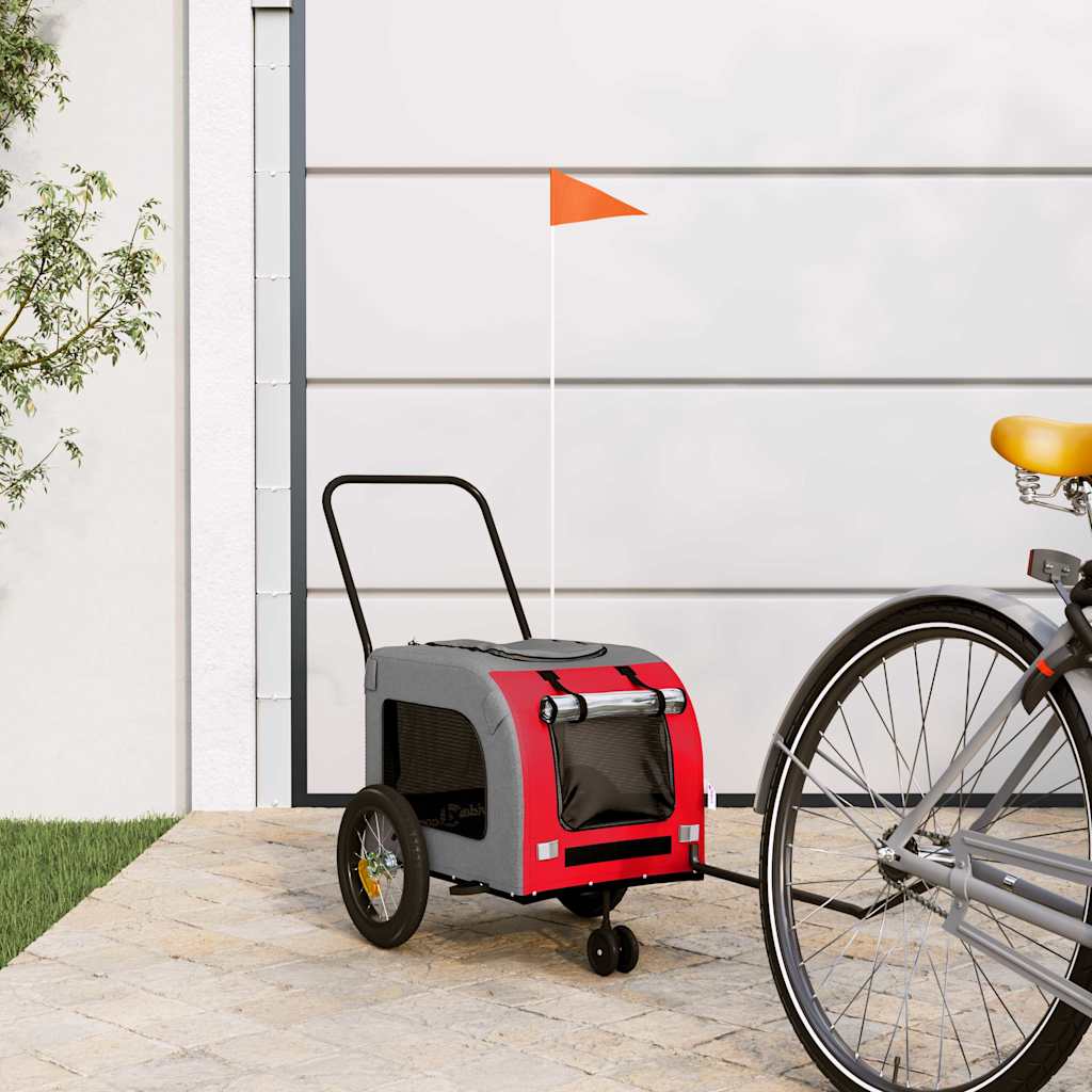 Fietskar voor huisdieren Rood en grijs 124.5 x 63.5 x 53 cm