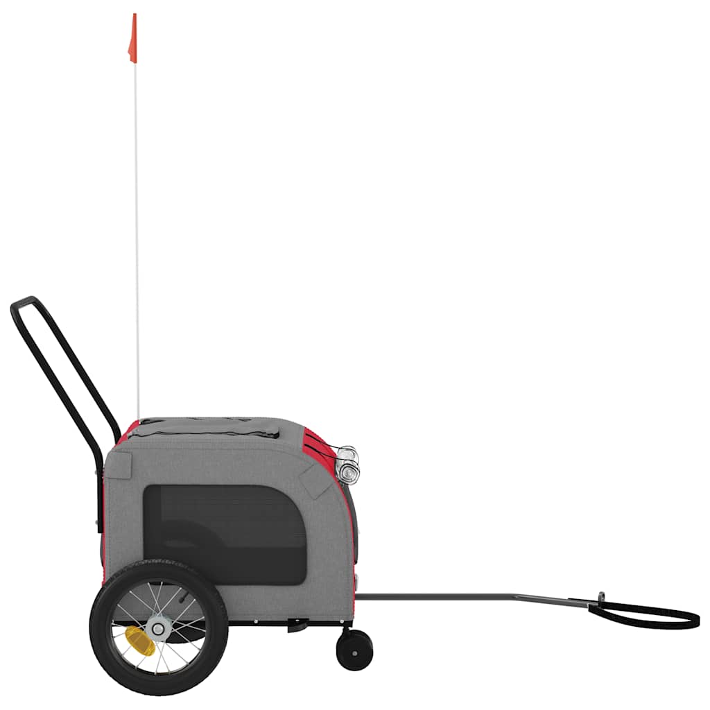 Fietskar voor huisdieren Rood en grijs 124.5 x 63.5 x 53 cm