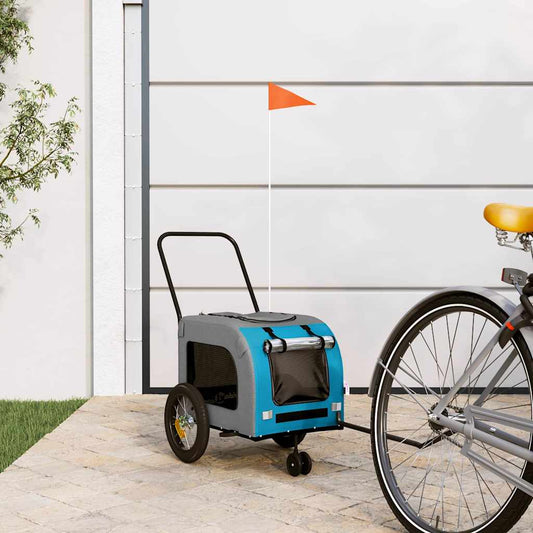 Fietskar voor huisdieren Blauw en grijs 124.5 x 63.5 x 53 cm