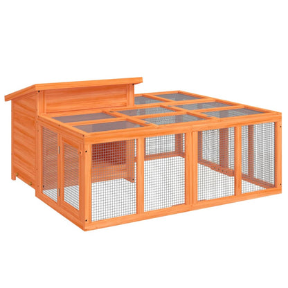 Konijnenhok 144x123x67,5 cm massief grenenhout bruin