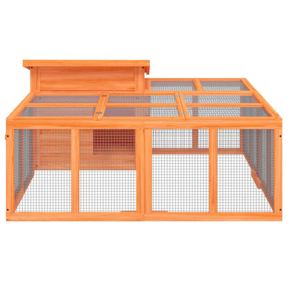 Konijnenhok 144x123x67,5 cm massief grenenhout bruin