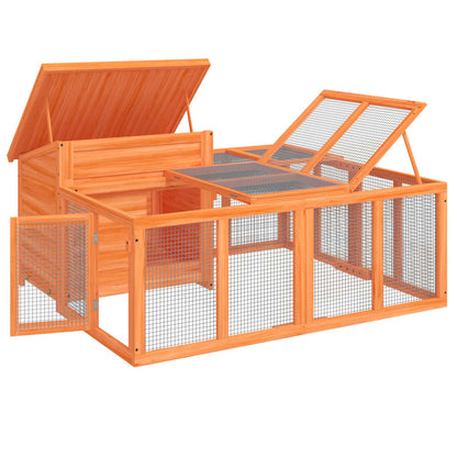 Konijnenhok 144x123x67,5 cm massief grenenhout bruin