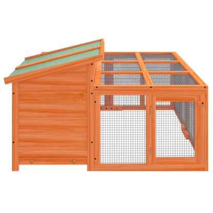Konijnenhok 144x123x67,5 cm massief grenenhout bruin