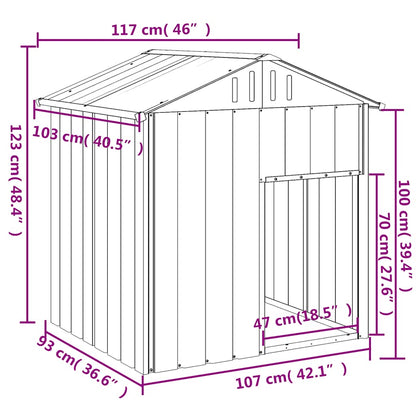 Hondenhok met dak 117x103x123 cm gegalvaniseerd staal