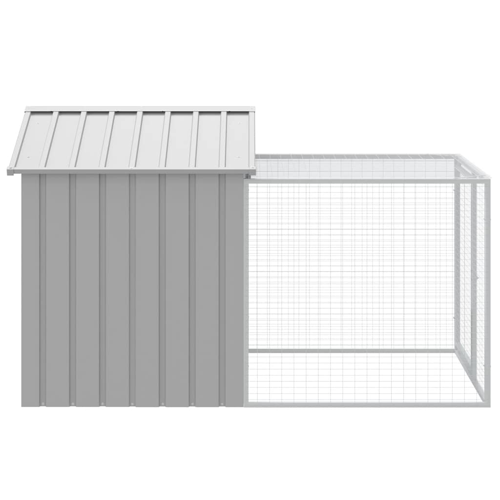 Kippenhok met ren 117x201x123 cm gegalvaniseerd staal grijs