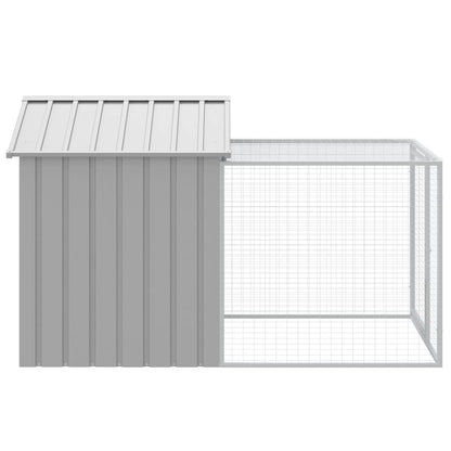 Kippenhok met ren 117x201x123 cm gegalvaniseerd staal grijs
