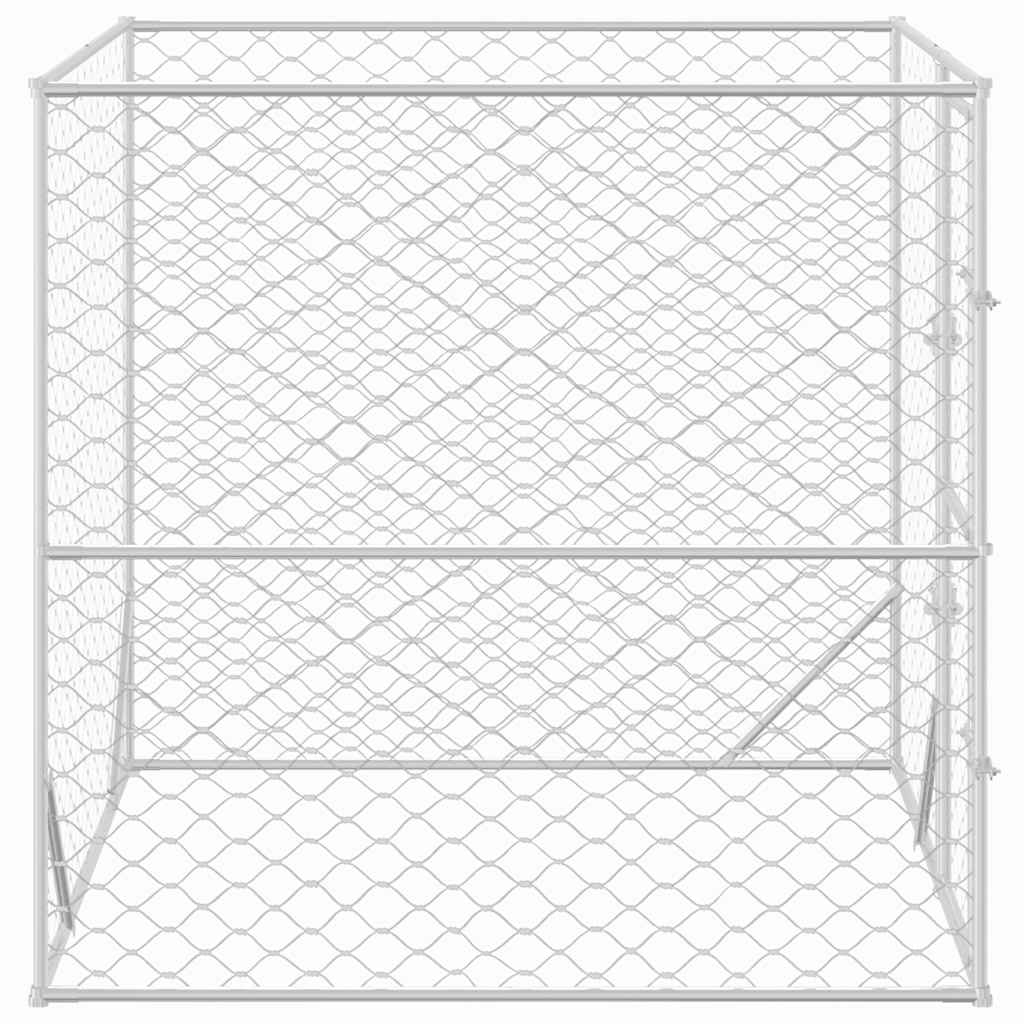 Hondenkennel voor buiten 2x2x2 m gegalvaniseerd staal zilver