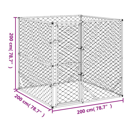 Hondenkennel voor buiten 2x2x2 m gegalvaniseerd staal zilver