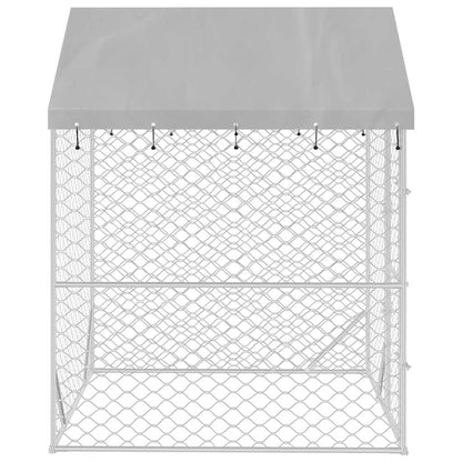 Hondenkennel met dak 2x2x2,5 m gegalvaniseerd staal zilver