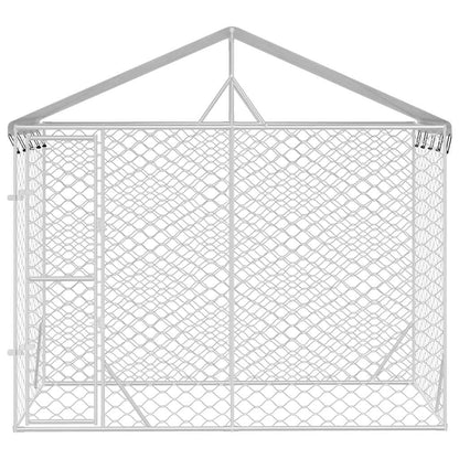 Hondenkennel met dak 3x1,5x2,5 m gegalvaniseerd staal zilver