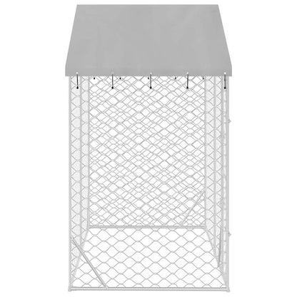 Hondenkennel met dak 3x1,5x2,5 m gegalvaniseerd staal zilver
