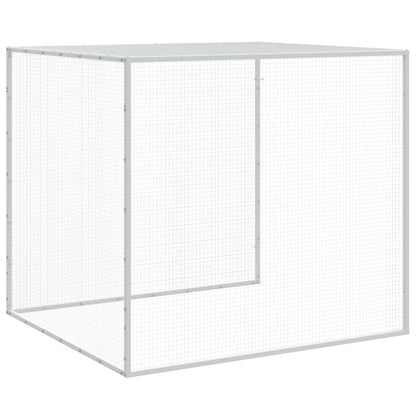 Kippenhok met dak 203x98x90 cm gegalvaniseerd staal lichtgrijs