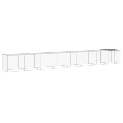 Kippenhok met dak 803x98x90 cm gegalvaniseerd staal lichtgrijs