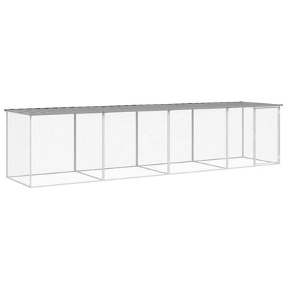 Kippenhok met dak 403x98x90 cm gegalvaniseerd staal lichtgrijs