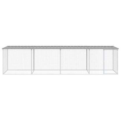 Kippenhok met dak 403x98x90 cm gegalvaniseerd staal lichtgrijs