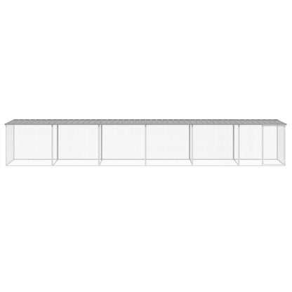 Kippenhok met dak 603x98x90 cm gegalvaniseerd staal lichtgrijs