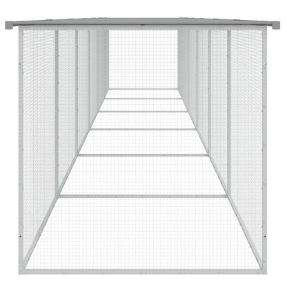 Kippenhok met dak 603x98x90 cm gegalvaniseerd staal lichtgrijs