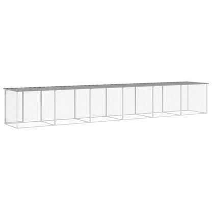 Kippenhok met dak 603x98x90 cm gegalvaniseerd staal lichtgrijs