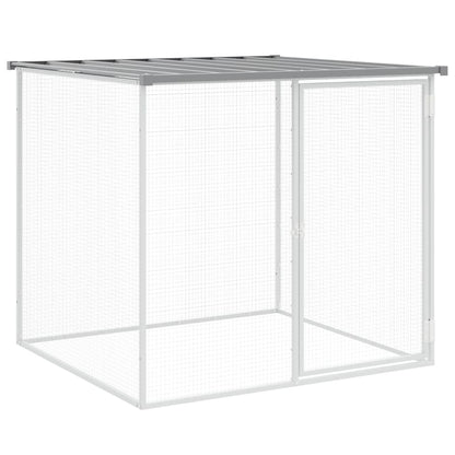 Kippenhok met dak 603x98x90 cm gegalvaniseerd staal lichtgrijs