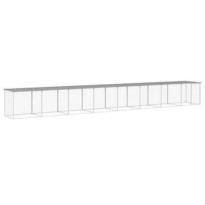 Kippenhok met dak 803x98x90 cm gegalvaniseerd staal lichtgrijs