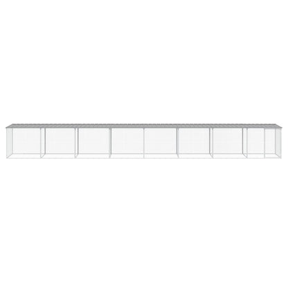 Kippenhok met dak 803x98x90 cm gegalvaniseerd staal lichtgrijs