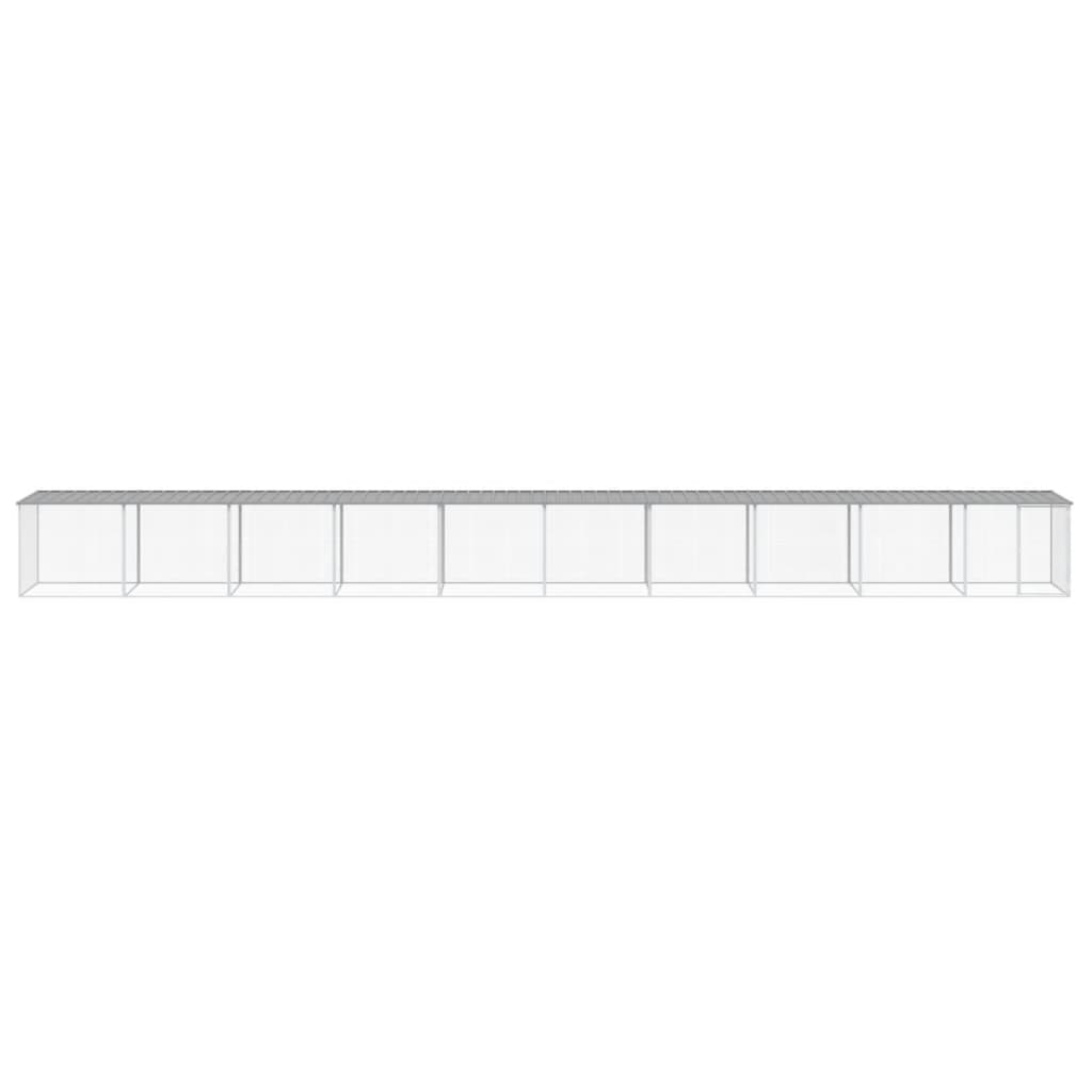 Kippenhok met dak 1003x98x90 cm gegalvaniseerd staal lichtgrijs