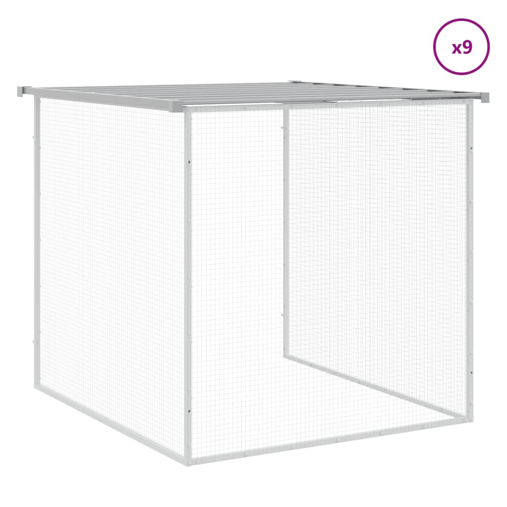 Kippenhok met dak 1003x98x90 cm gegalvaniseerd staal lichtgrijs