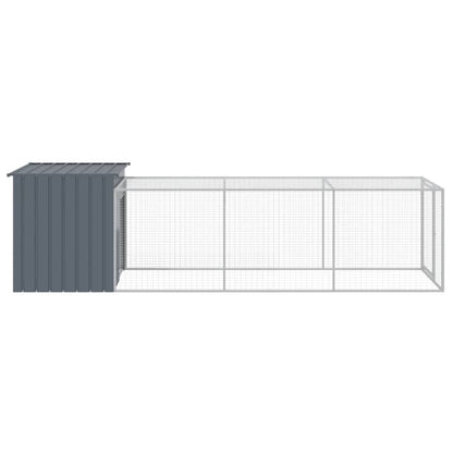 Kippenhok met ren 110x405x110 cm gegalvaniseerd staal antraciet