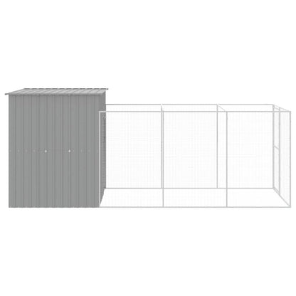 Hondenhok met ren 165x455x181 cm staal lichtgrijs