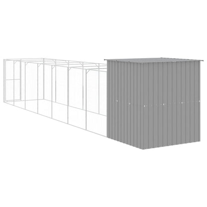 Hondenhok met ren 165x863x181 cm staal lichtgrijs