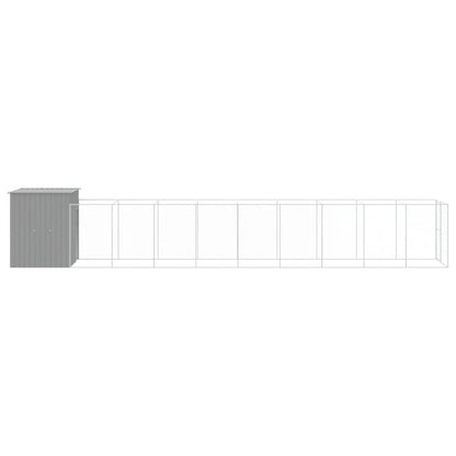 Hondenhok met ren 165x1.067x181 cm staal lichtgrijs