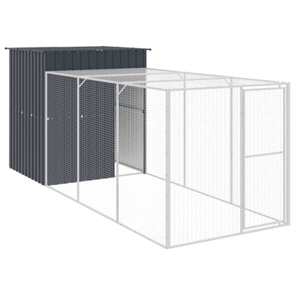Kippenhok met ren 165x455x181 cm gegalvaniseerd staal antraciet