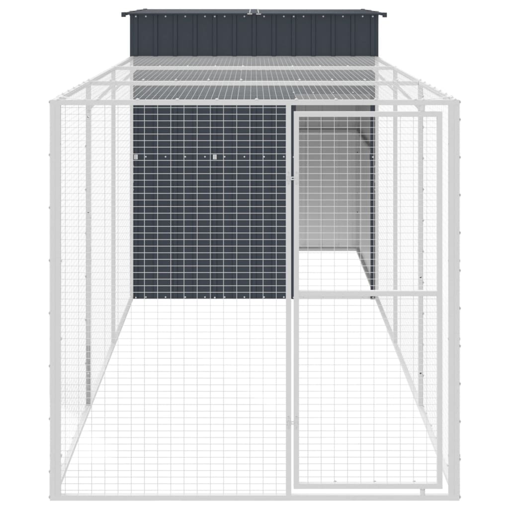 Kippenhok met ren 165x455x181 cm gegalvaniseerd staal antraciet