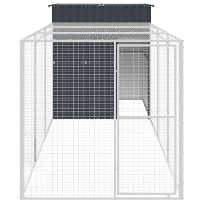 Kippenhok met ren 165x455x181 cm gegalvaniseerd staal antraciet