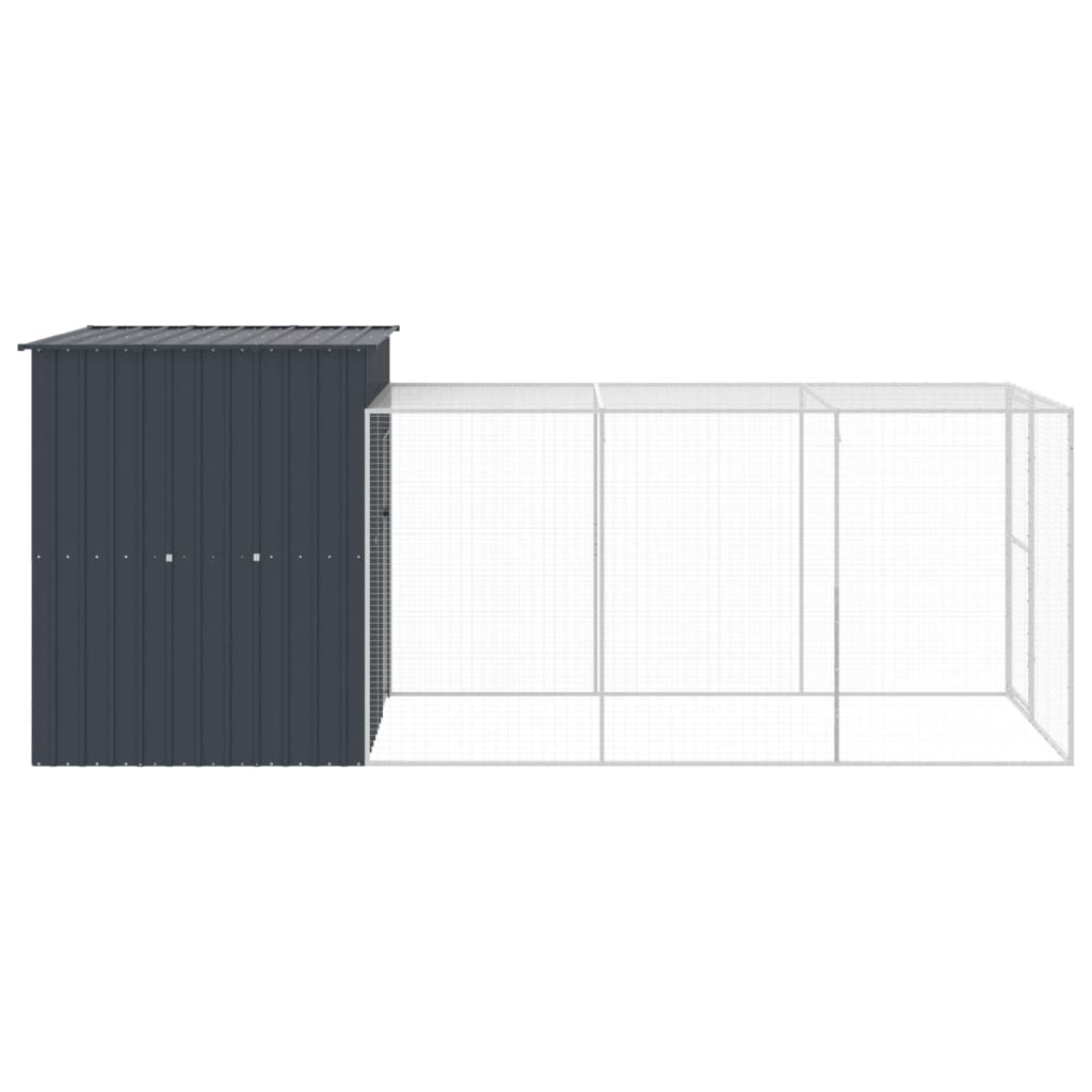 Kippenhok met ren 165x455x181 cm gegalvaniseerd staal antraciet