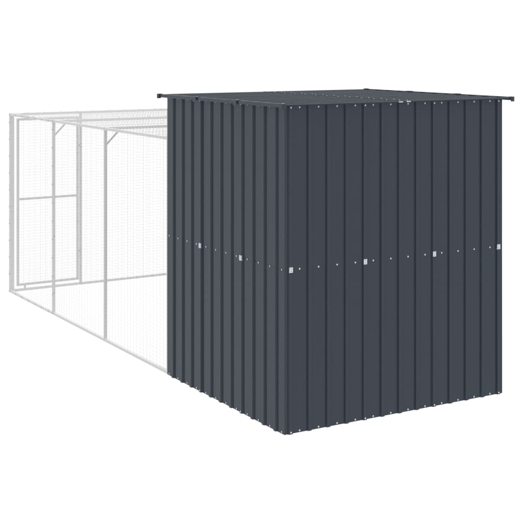 Kippenhok met ren 165x455x181 cm gegalvaniseerd staal antraciet