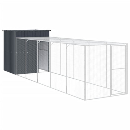 Kippenhok met ren 165x659x181 cm gegalvaniseerd staal antraciet