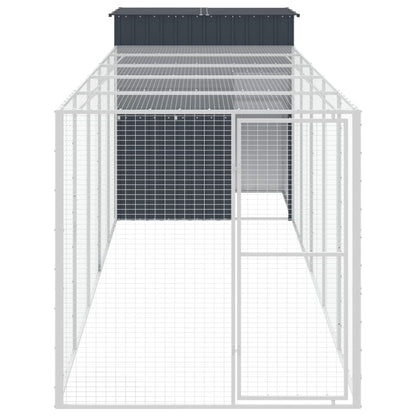Kippenhok met ren 165x659x181 cm gegalvaniseerd staal antraciet