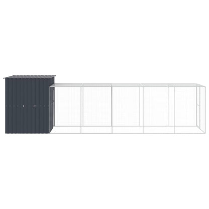 Kippenhok met ren 165x659x181 cm gegalvaniseerd staal antraciet
