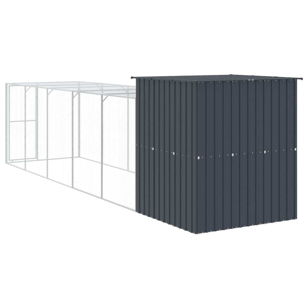 Kippenhok met ren 165x659x181 cm gegalvaniseerd staal antraciet