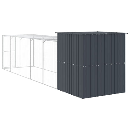 Kippenhok met ren 165x659x181 cm gegalvaniseerd staal antraciet