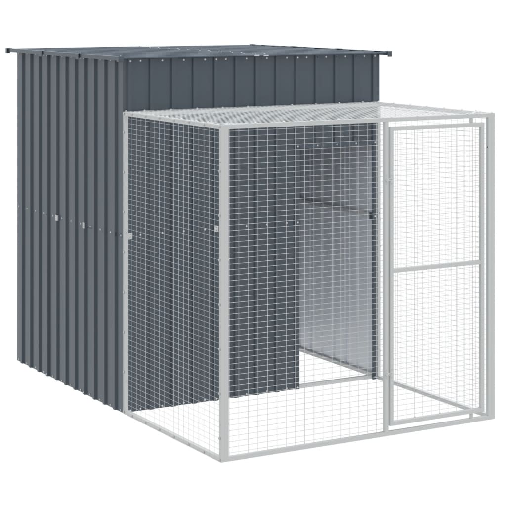 Kippenhok met ren 165x659x181 cm gegalvaniseerd staal antraciet