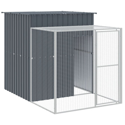 Kippenhok met ren 165x659x181 cm gegalvaniseerd staal antraciet